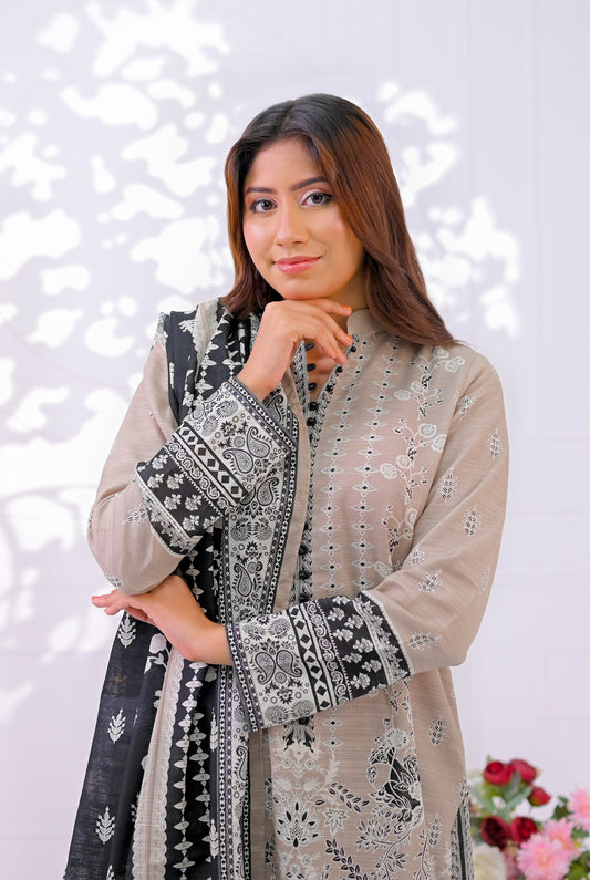 3 PCS | UNSTITCHED | PRINTED KHADDAR