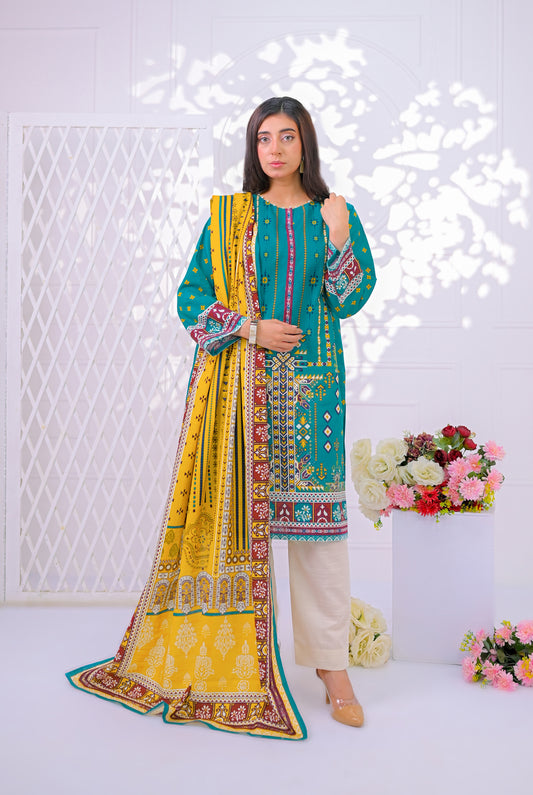 3 PCS | UNSTITCHED | PRINTED KHADDAR