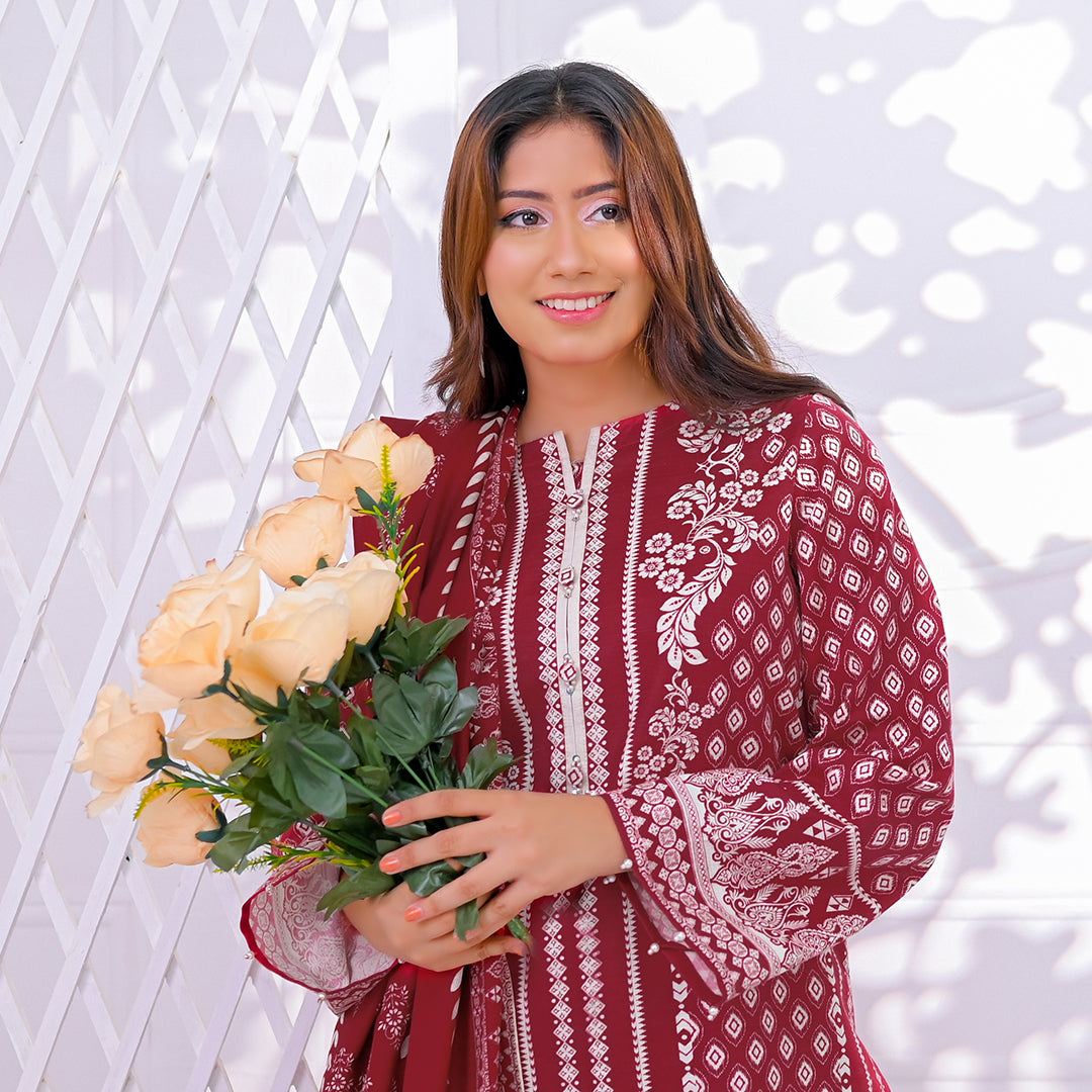 MIZAJ UNSTITCHED 3 PCS PRINTED KHADDAR COLLECTION WINTER-2025