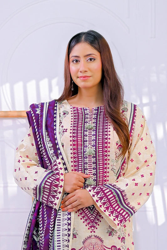 3 PCS | UNSTITCHED | PRINTED KHADDAR