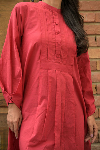 1Pc | Solid Red Cotton Kurta | RTW