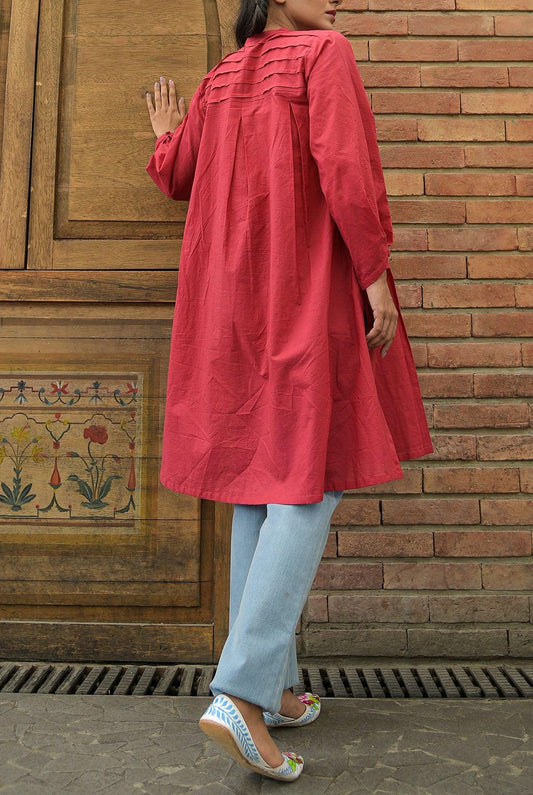 1Pc | Solid Red Cotton Kurta | RTW