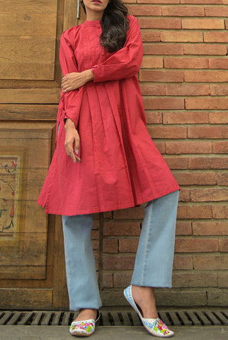 1Pc | Solid Red Cotton Kurta | RTW