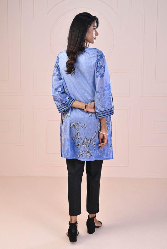 1 PC | RTW | Digital Printed Embroidered Lawn Shirt Ocean Blue