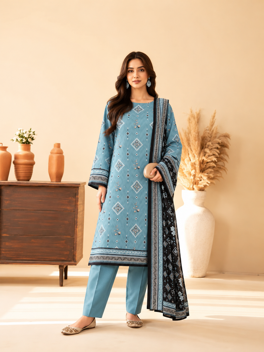 3 PIECE - PRINTED KHADDAR SUIT
