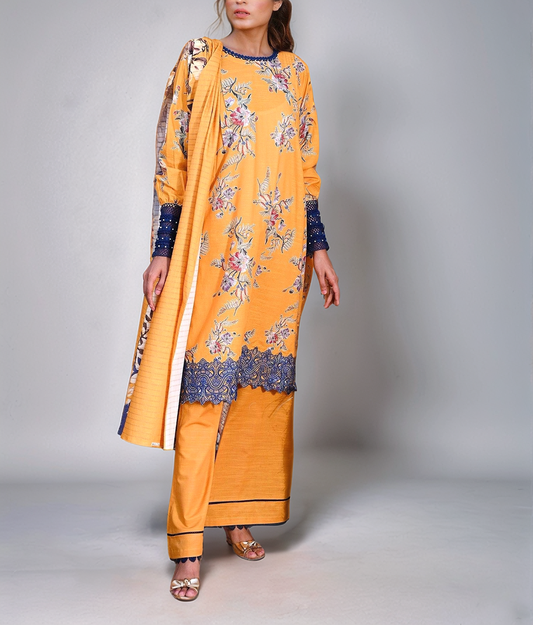 3Pc | Unstitched | Embroidered Khaddar