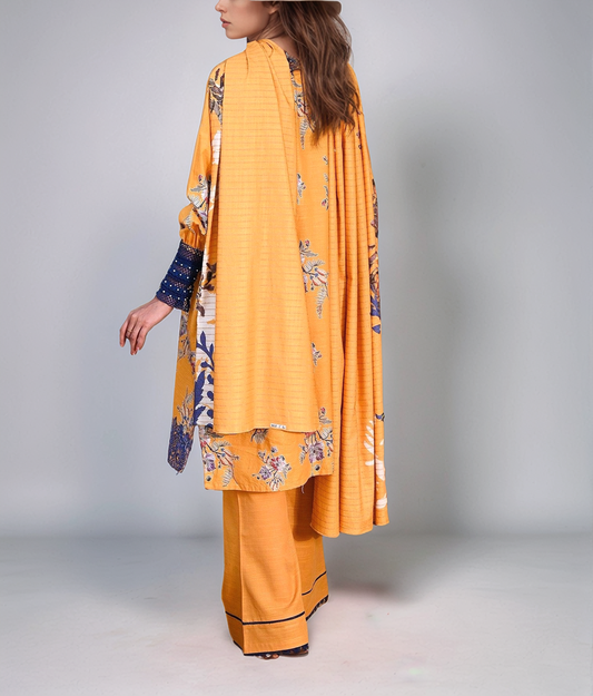 3Pc | Unstitched | Embroidered Khaddar