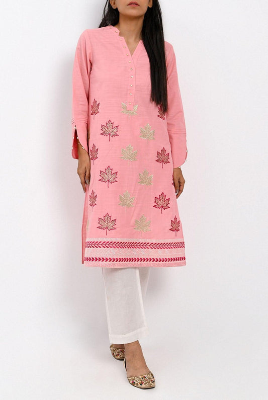 1PC | Emb. Khaddar Pink Shirt| RTW