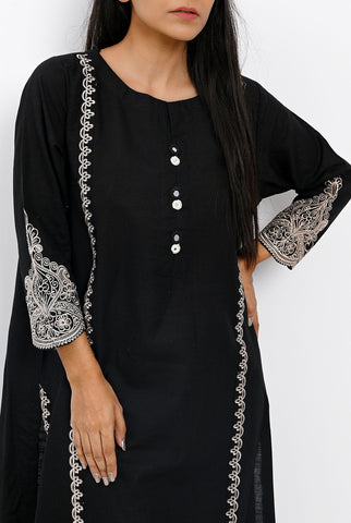 1PC | Emb. Khaddar Black Shirt |RTW