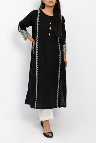 1PC | Emb. Khaddar Black Shirt |RTW