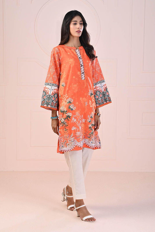 1 PC | RTW | Digital Printed Orange Lawn Shirt