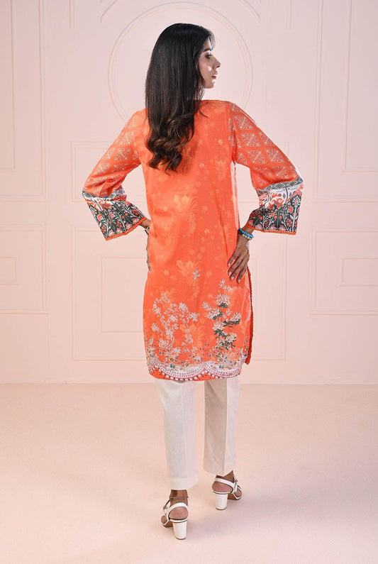 1 PC | RTW | Digital Printed Orange Lawn Shirt