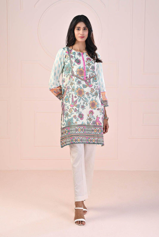 1 PC | RTW | Digital Printed White Printed Lawn Shirt