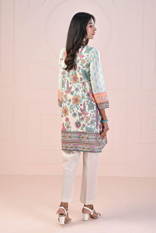 1 PC | RTW | Digital Printed White Printed Lawn Shirt