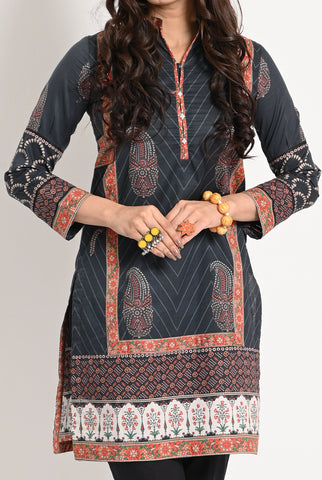 1PC | LAWN CHARCOAL KURTI |RTW