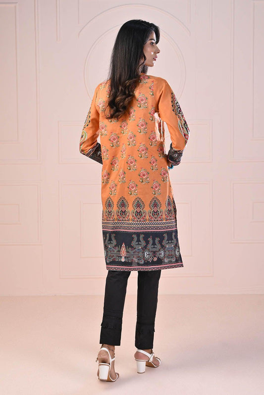 1 PC | RTW | Digital Printed Orange Lawn Shirt