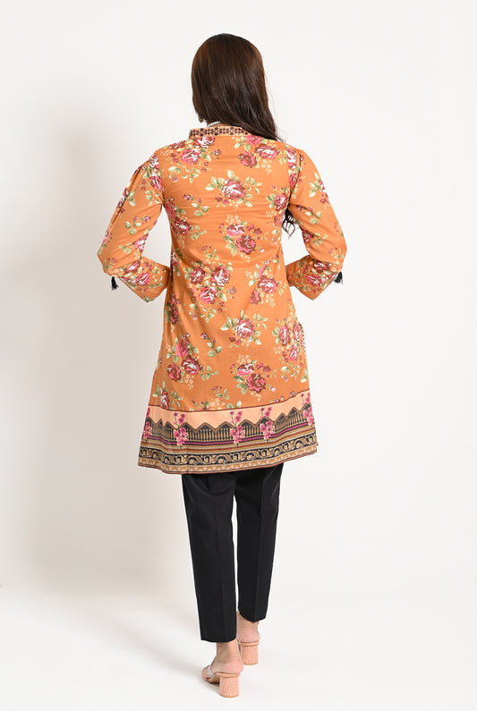 1PC | LAWN HONEY ORANGE KURTI |RTW