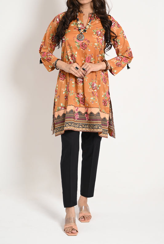 1PC | LAWN HONEY ORANGE KURTI |RTW