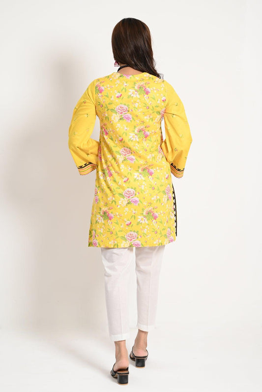 1PC | LAWN CHEERFUL YELLOW KURTI |RTW