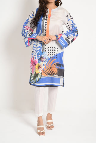 1PC | LAWN OFF WHITE KURTI |RTW