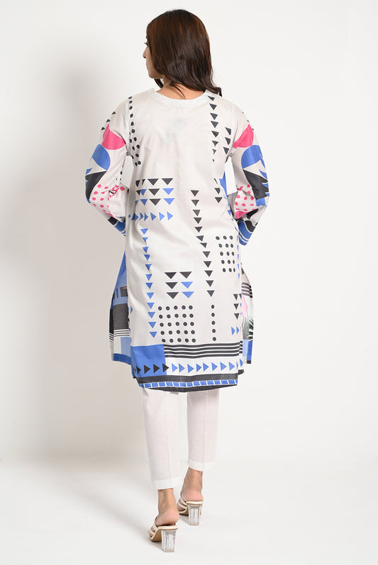 1PC | LAWN OFF WHITE KURTI |RTW