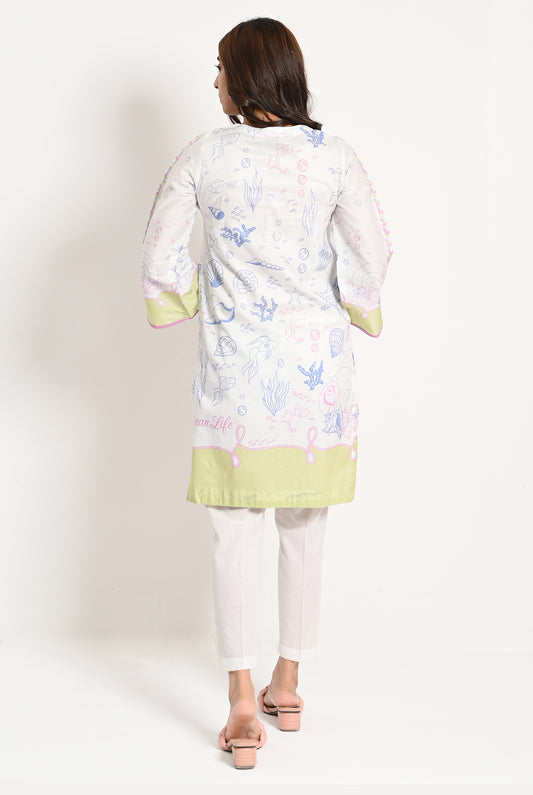 1PC | LAWN WHITE KURTI |RTW