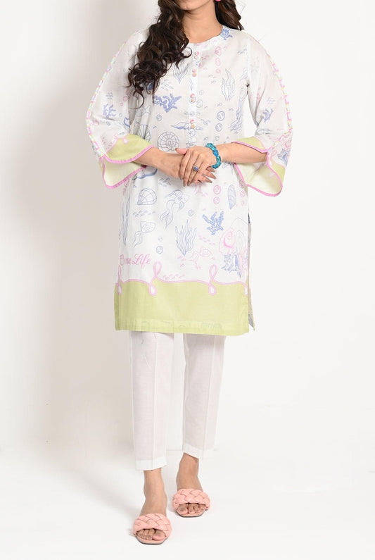 1PC | LAWN WHITE KURTI |RTW