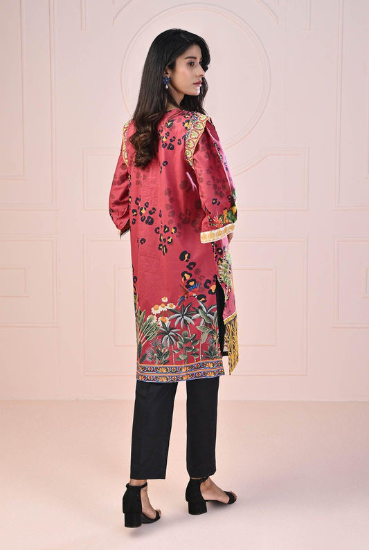 1 PC | RTW | Digital Printed Embroidered Lawn Shirt Rosewood