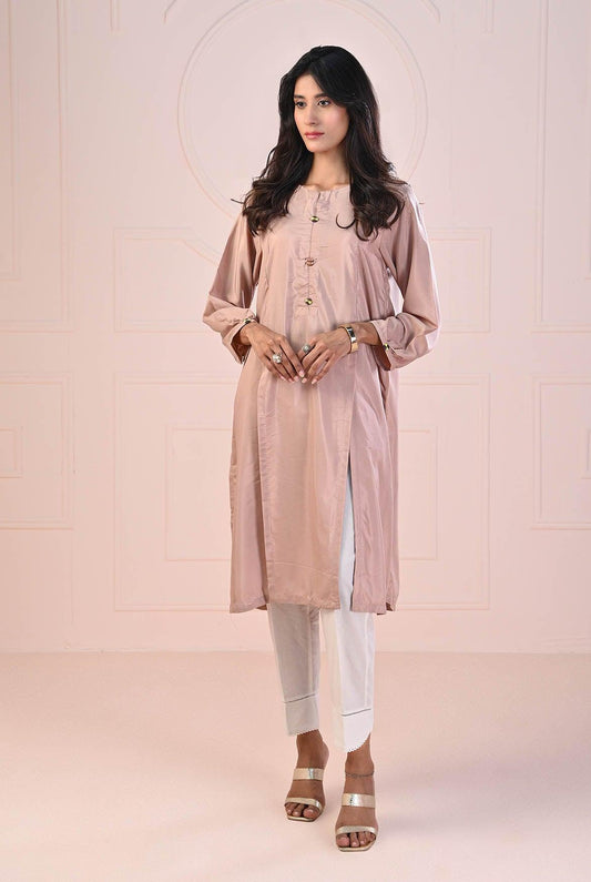 1 PC | RTW | Poly Viscose Dyed Sand Pink Shirt