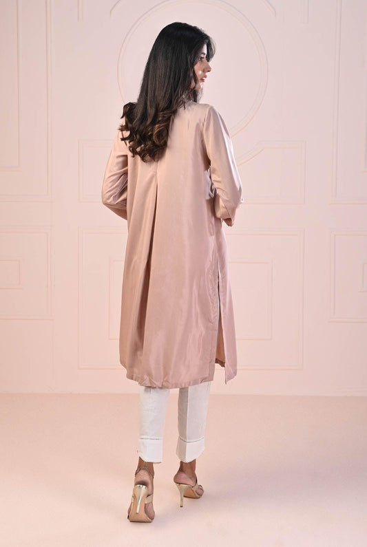 1 PC | RTW | Poly Viscose Dyed Sand Pink Shirt