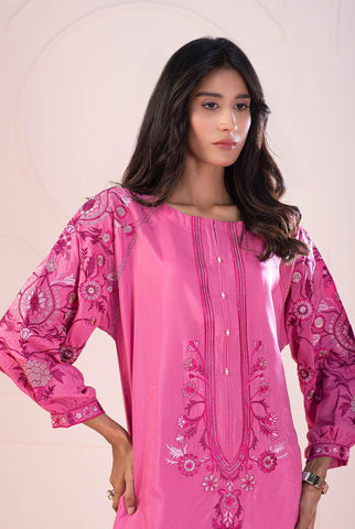 Orchid Bloom | Poly Viscose Dyed Embroidered Shirt | 1 PC