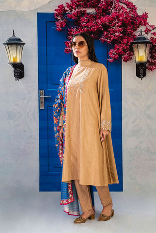 3PC | Emb. Cross hatch Shirt, Trouser & Dupatta |RTW