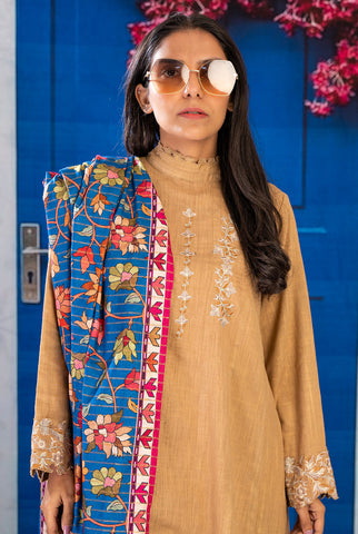 3PC | Emb. Cross hatch Shirt, Trouser & Dupatta |RTW