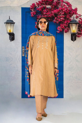 3PC | Emb. Cross hatch Shirt, Trouser & Dupatta |RTW