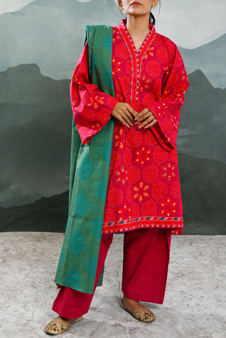 3PC | Khaddar Shirt, Trouser & Dupatta |RTW