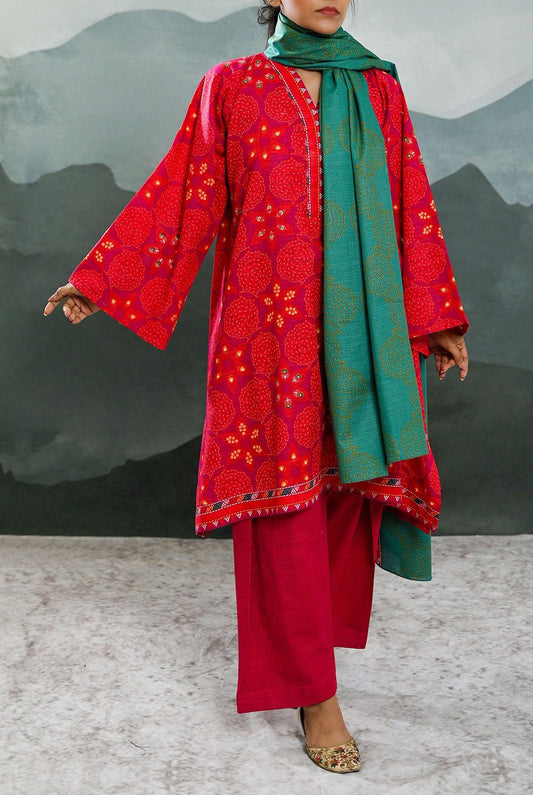 3PC | Khaddar Shirt, Trouser & Dupatta |RTW