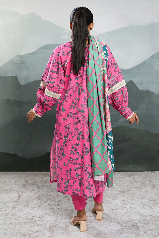 3PC | Khaddar Shirt, Trouser & Dupatta |RTW