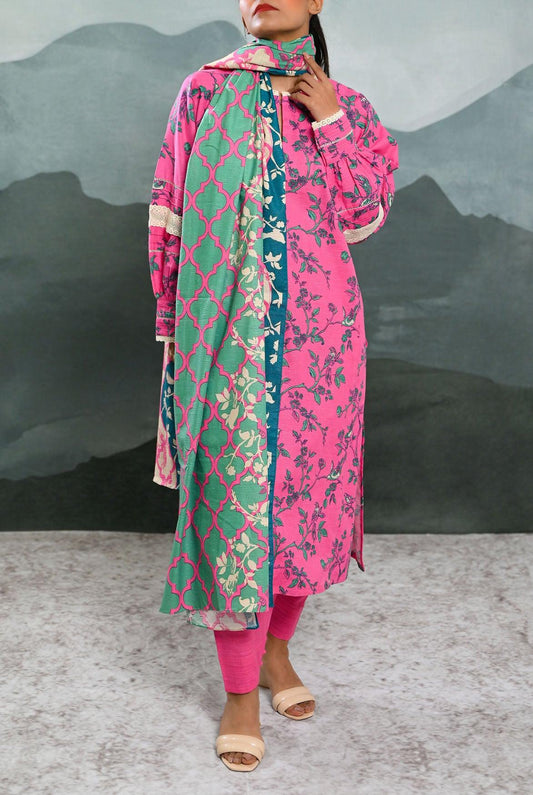 3PC | Khaddar Shirt, Trouser & Dupatta |RTW