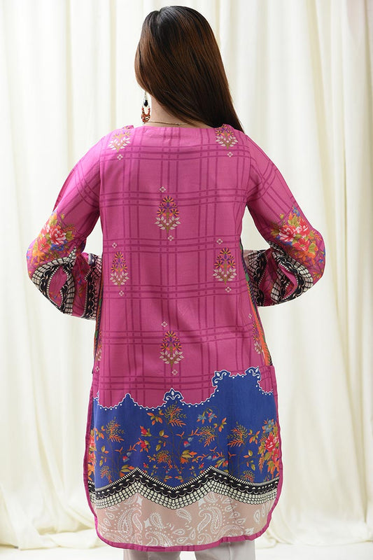 Viscose Embroided Fuchsia Blaze Kurti | RTW | 1 Piece