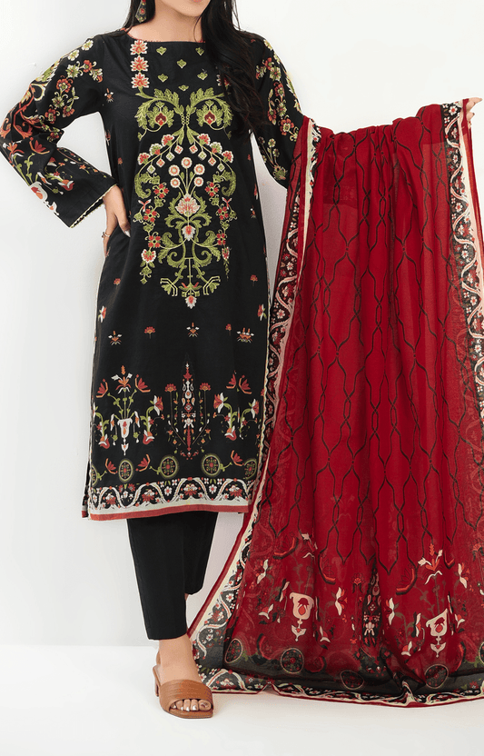 2 Piece| Unstitched | Embroidered Lawn Shirt & Dupatta