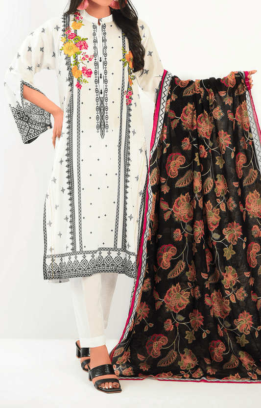 2 Piece| Unstitched | Embroidered Lawn Shirt & Dupatta