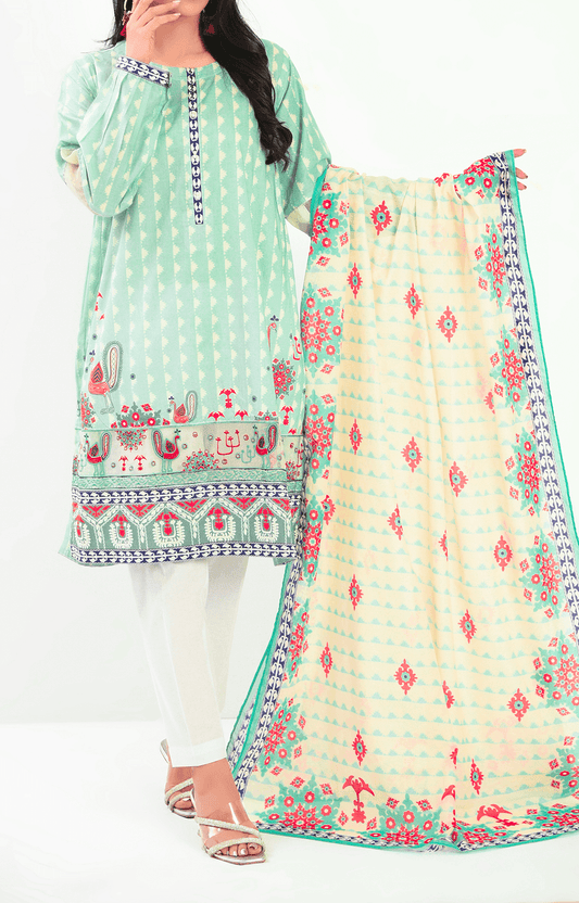 2 Piece| Unstitched | Embroidered Lawn Shirt & Dupatta