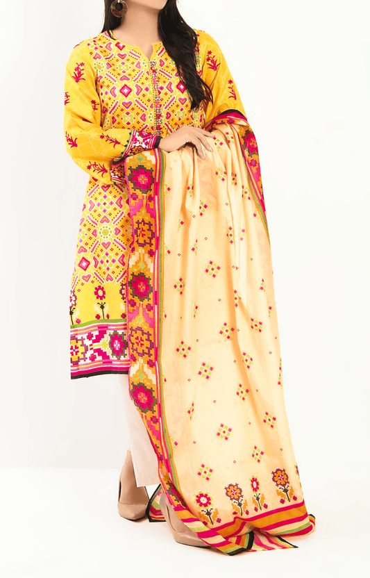 2 Piece| Unstitched | Embroidered Lawn Shirt & Dupatta