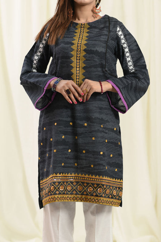 Embroidered Khaddar Onyx Mist Kurti | RTW | 1 Piece