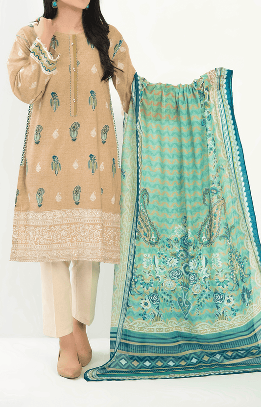 2 Piece| Unstitched | Embroidered Lawn Shirt & Dupatta