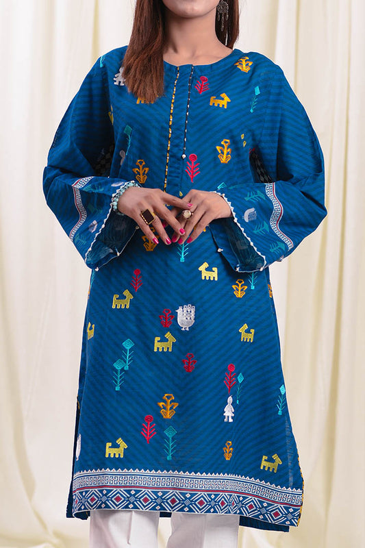 Embroidered Khaddar Imperial Azure Kurti | RTW | 1 Piece