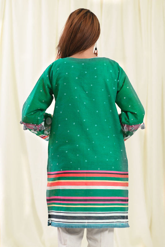 Embroidered Khaddar Green Kurti | RTW | 1 Piece