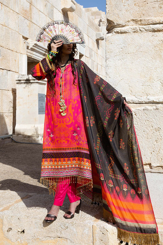 (Gold Zari) 3 Piece Unstitched Lawn