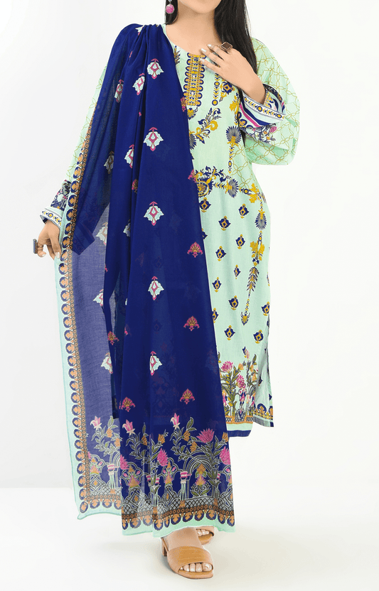 3 Piece| Unstitched | Embroidered Lawn Suit