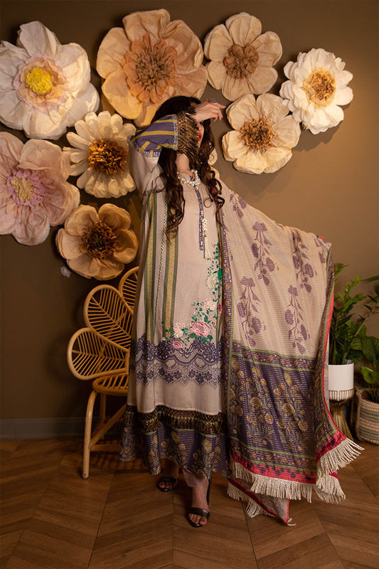 (Gold Zari) 3 Piece Unstitched Lawn Embroidered